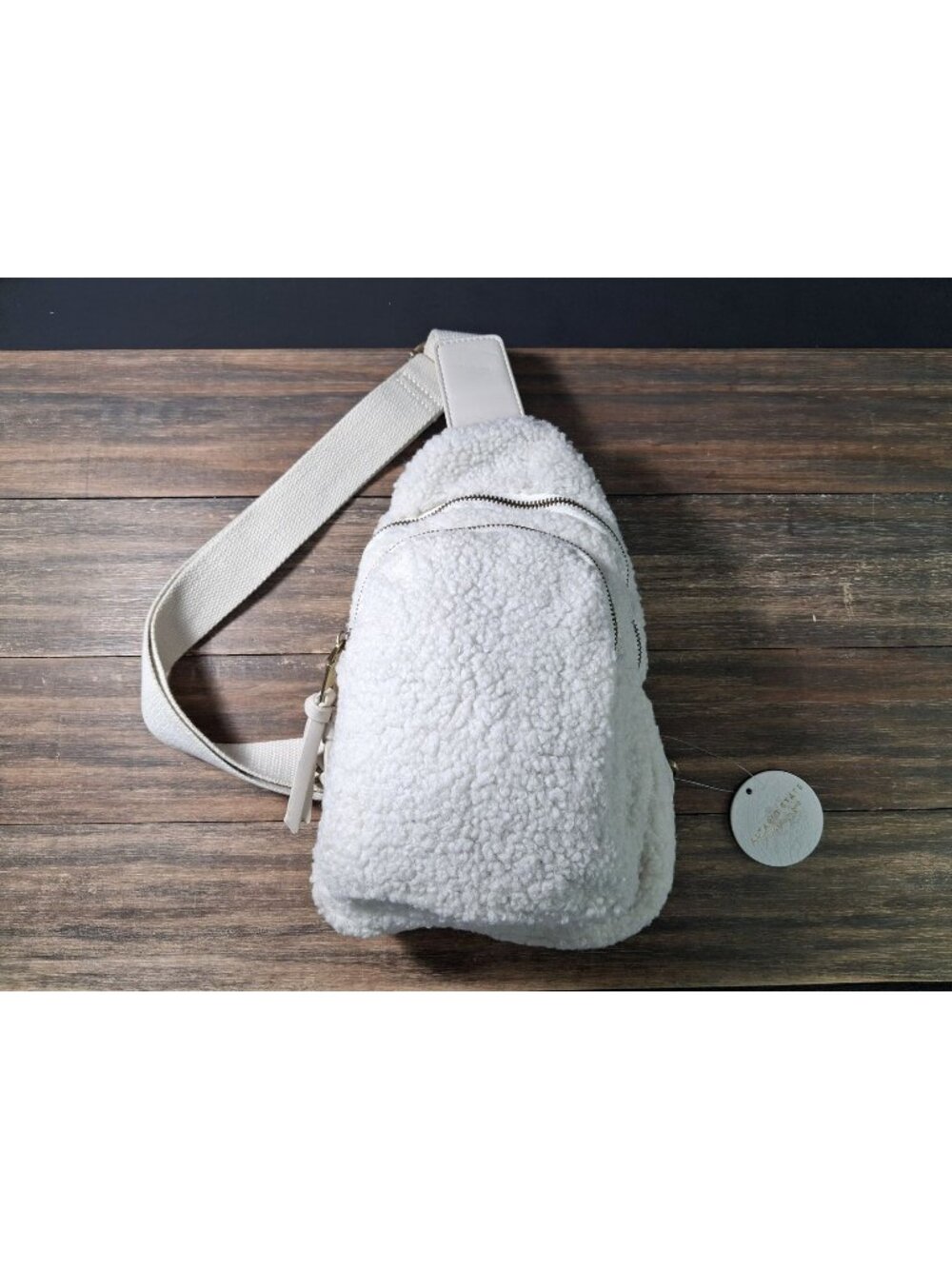 Sherpa Sling Crossbody Altar'd State White Fleece Sling Backpack